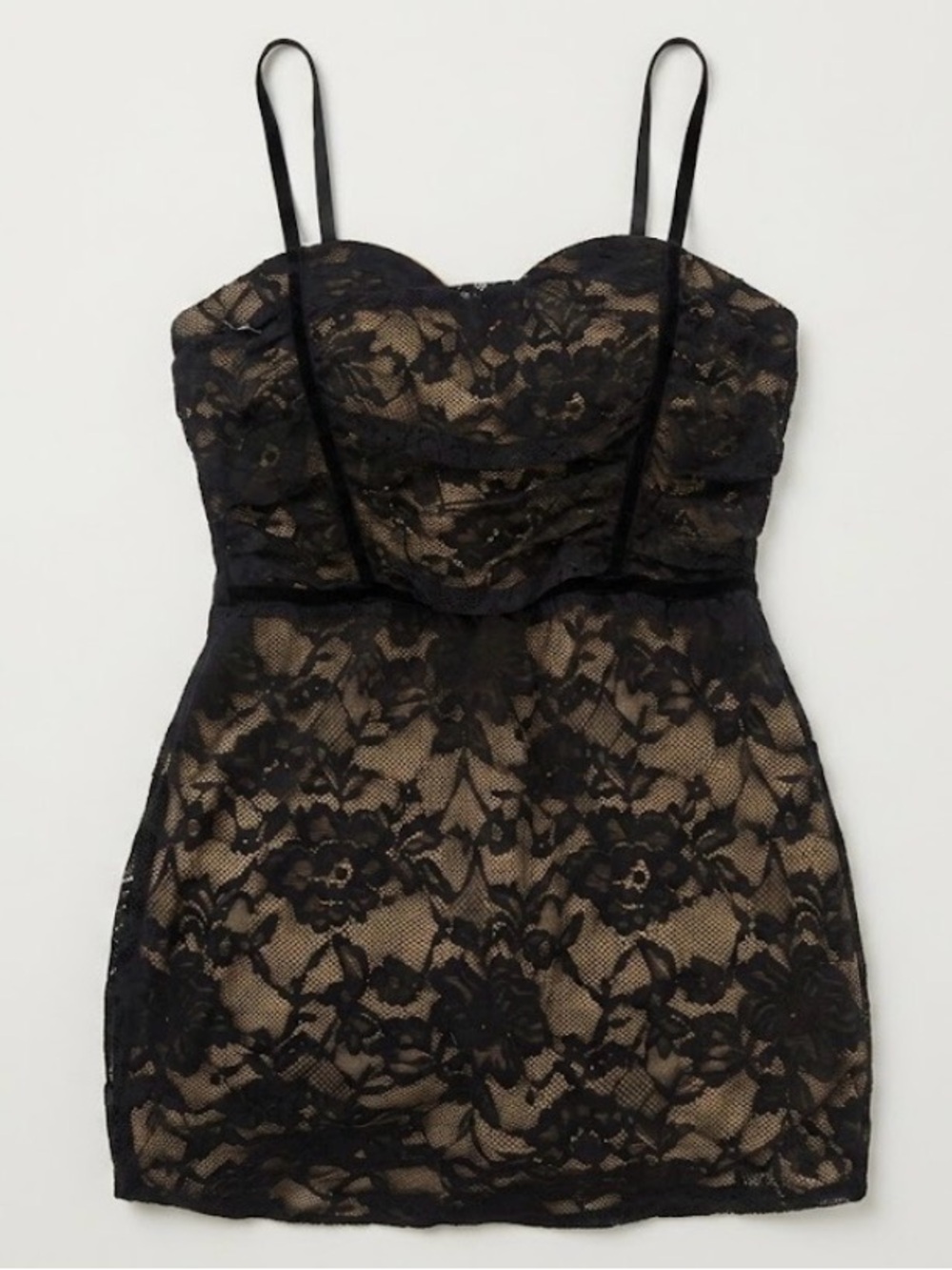 GBG Los Angeles Black & Nude Lace-Trim Bodycon Dress